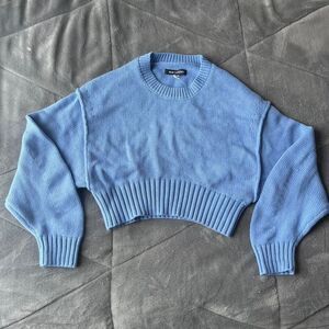 Urban Outfitters blue cropped Aiden Pullover Knit Sweater Medium NEW with tags
